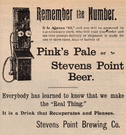 Brewer Brad's Stevens Point Brewery advertisement from 1903.